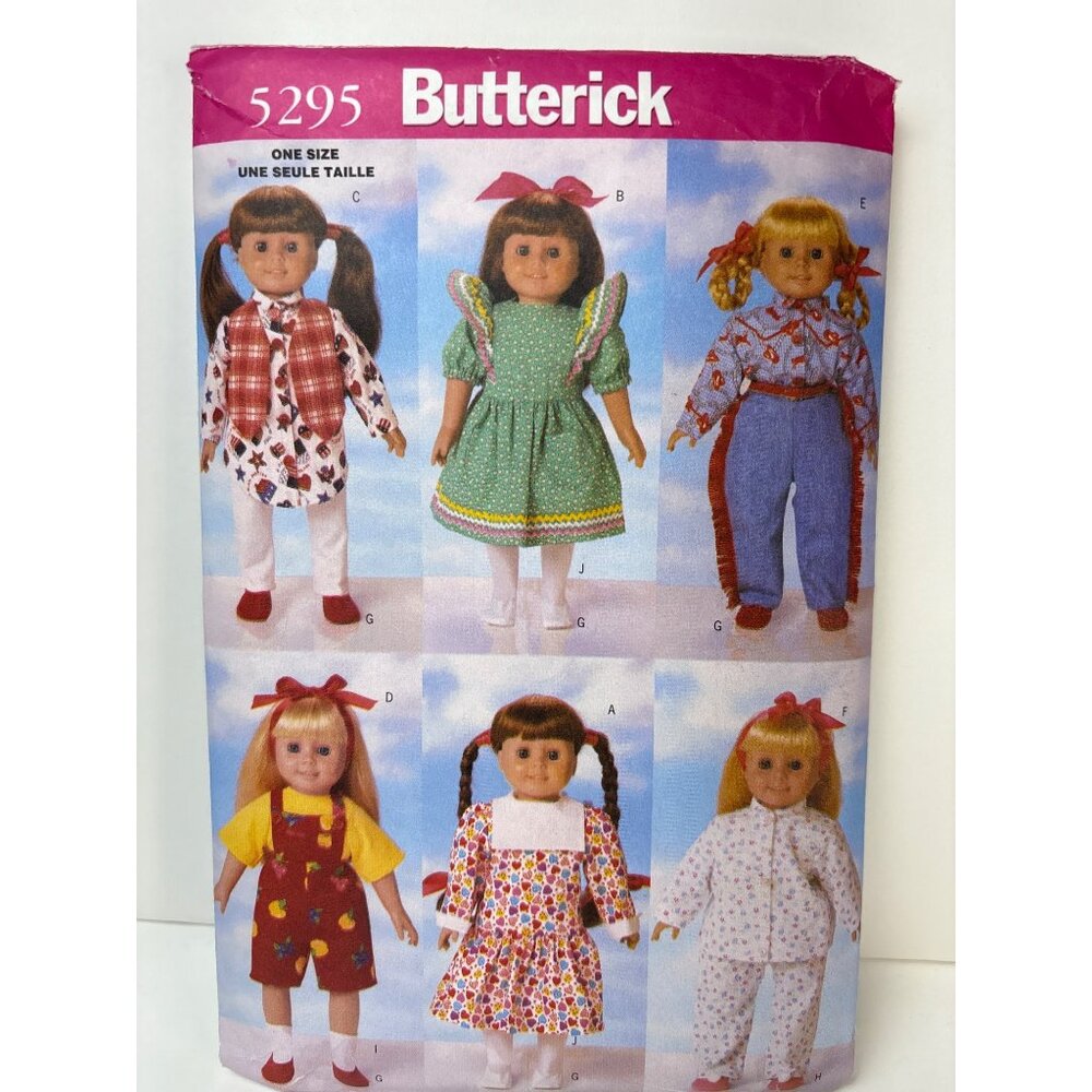 Butterick 5295 DIY Doll Clothes Pattern Size 18" Wardrobe 1997 Uncut
